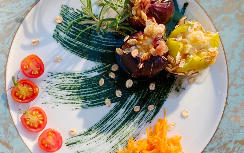 Figues au four et crudités, recette Solis Culturae