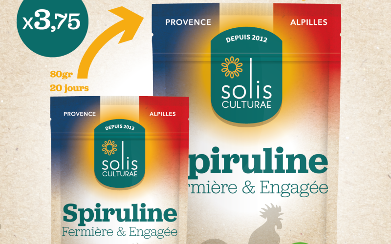 Notre spiruline française AB est disponible en 80 et 300g