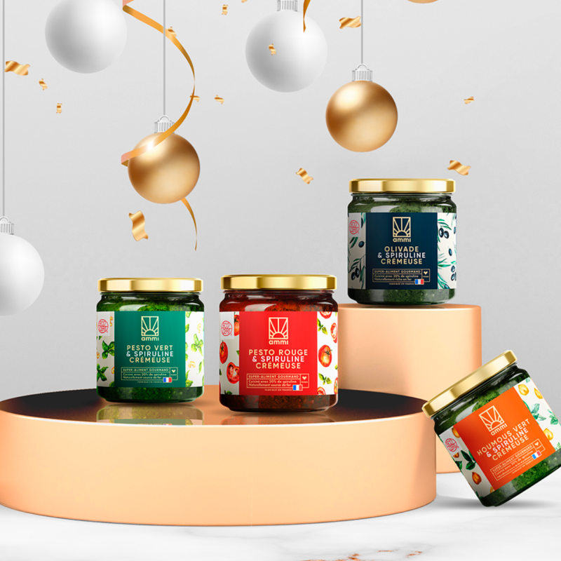 Pack Noël de 12 bocaux de spiruline fraiche cuisinée Ammi